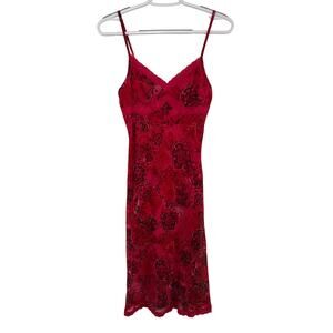 Rampage vintage floral red lace trim dress womens 9 coquette fairy romantic y2k